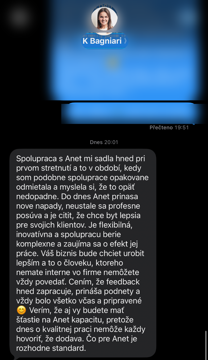 Reference od K. Bagniari